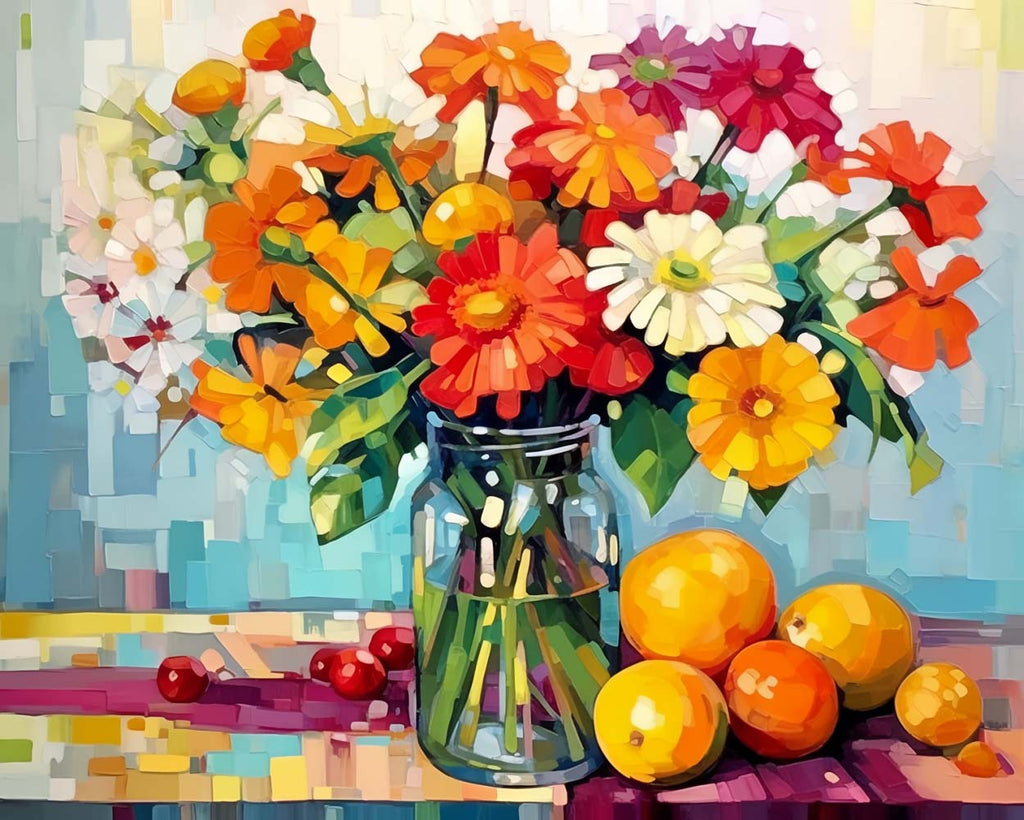 Chrysanthemum and Fruits Paint by Numbers