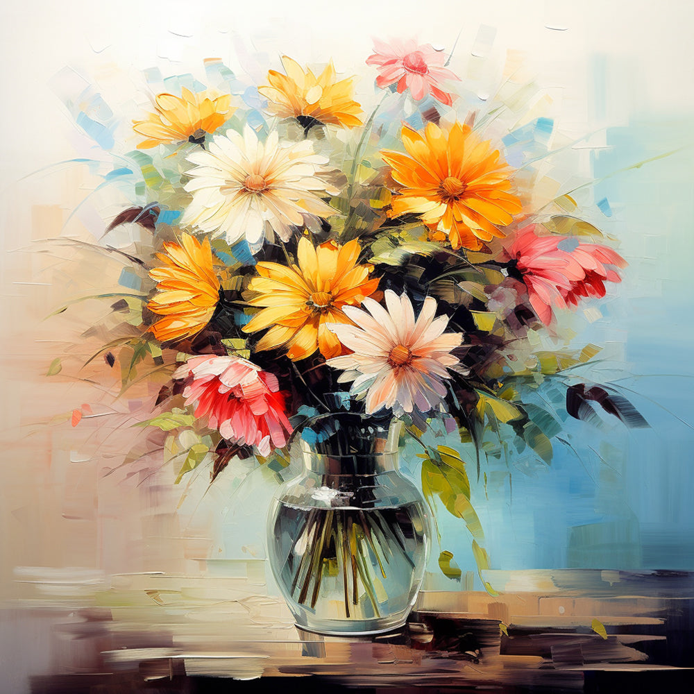 Chrysanthemum in the Glass Vase Paint by Numbers