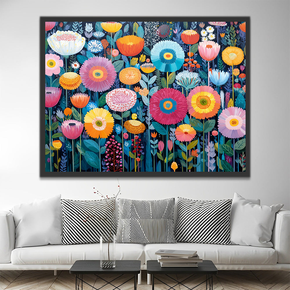 Chrysanthemums and Poppies Paint by Numbers