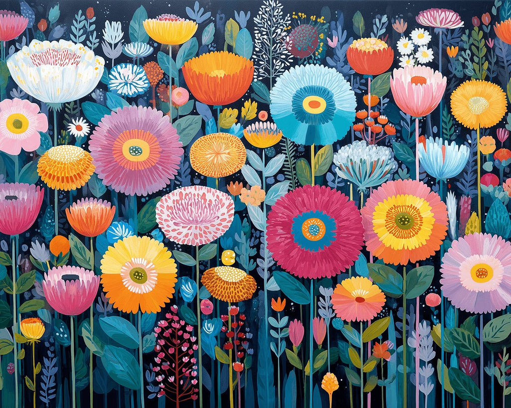 Chrysanthemums and Poppies Paint by Numbers