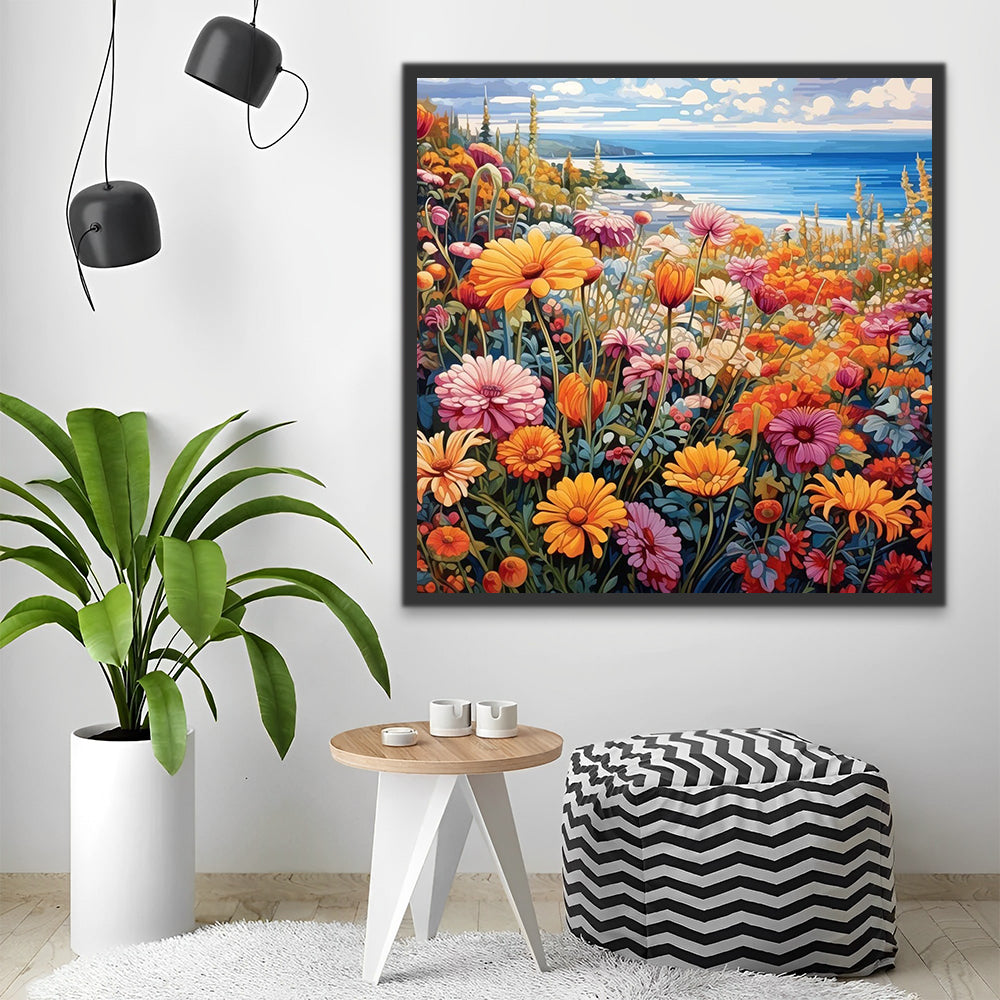 Chrysanthemums by the Sea Paint by Numbers