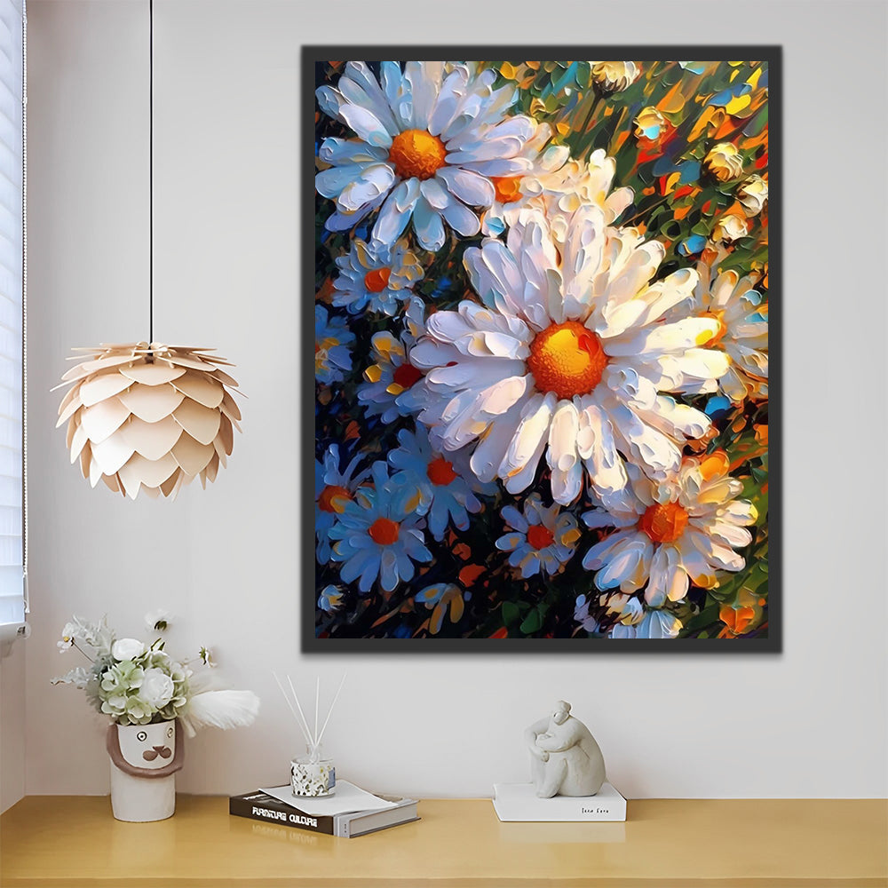 Chrysanthemums in Oil Painting Style Paint by Numbers