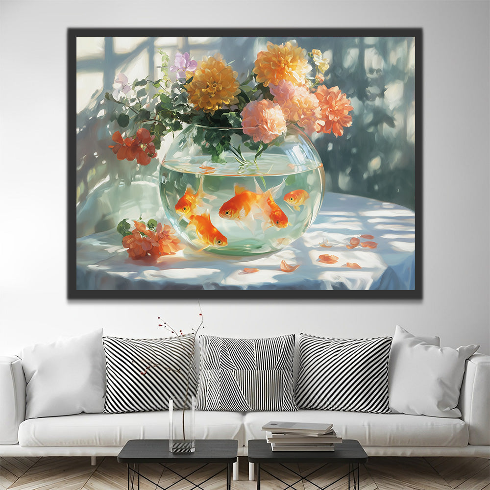 Chrysanthemums on Glass Fish Tank Paint by Numbers