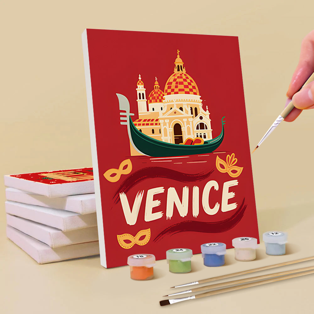Cities around the World at Christmas 6 Pieces Mini Paint by Numbers