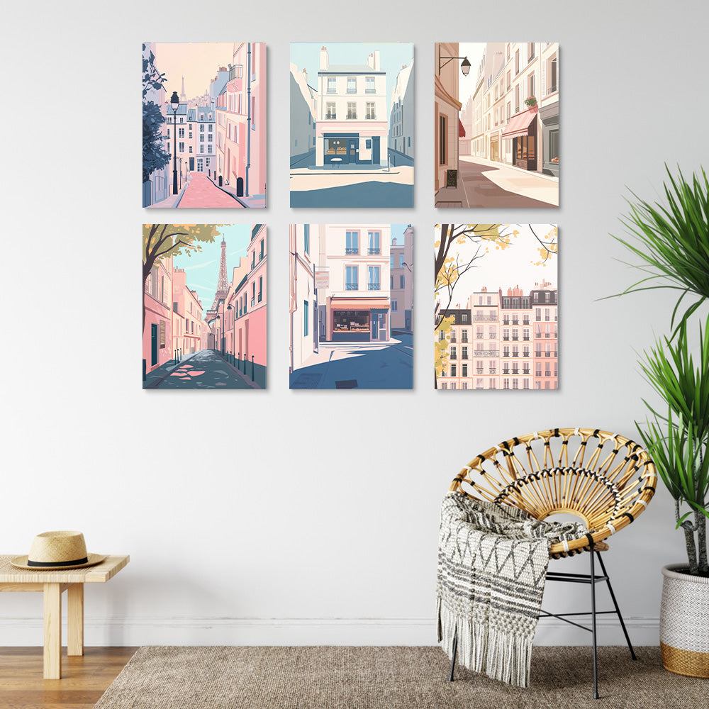 City High-Rise Buildings 6 Pieces Mini Paint by Numbers