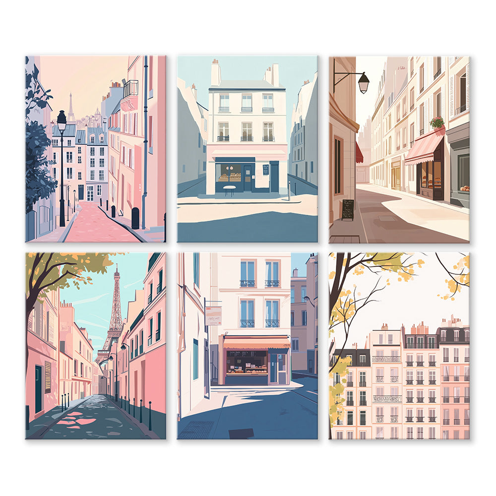 City High-Rise Buildings 6 Pieces Mini Paint by Numbers