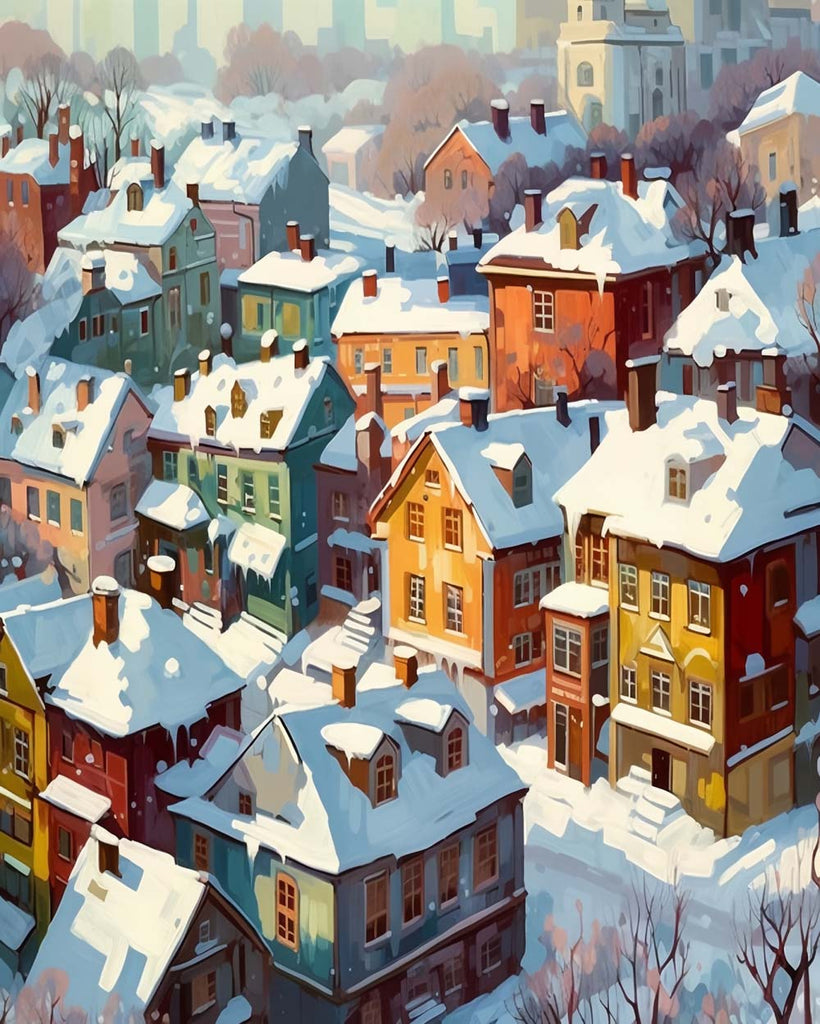 City in Snow Paint by Numbers