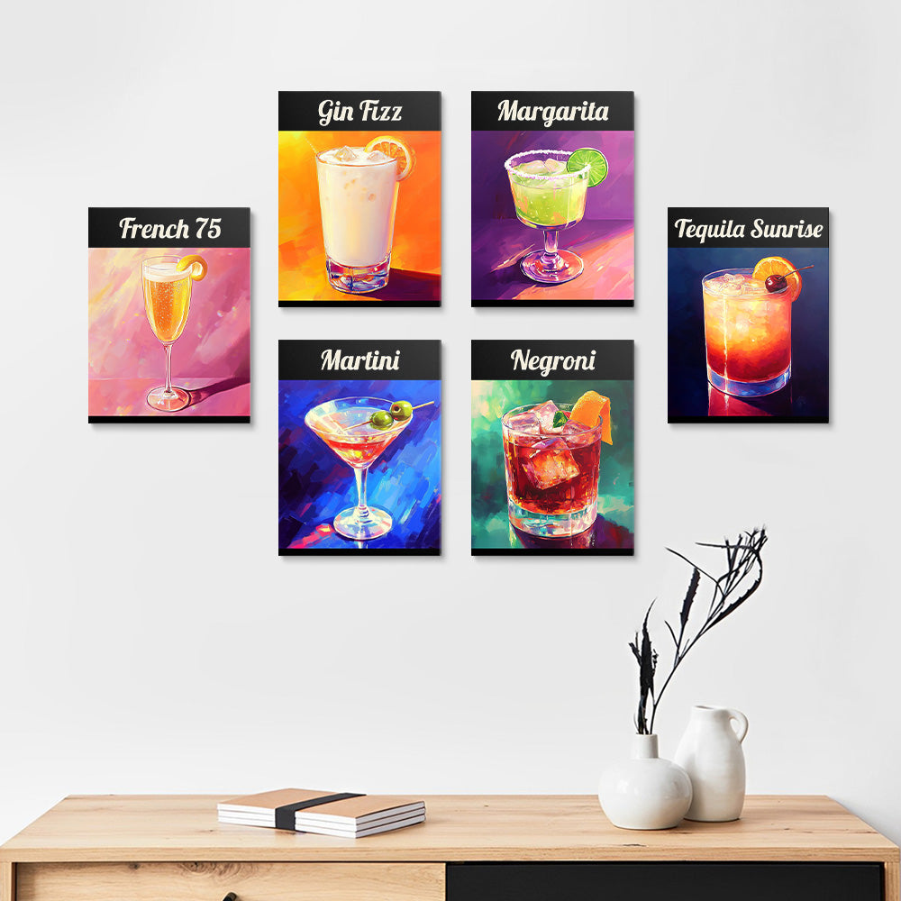 Classic Cocktail 6 Pieces Mini Paint by Numbers