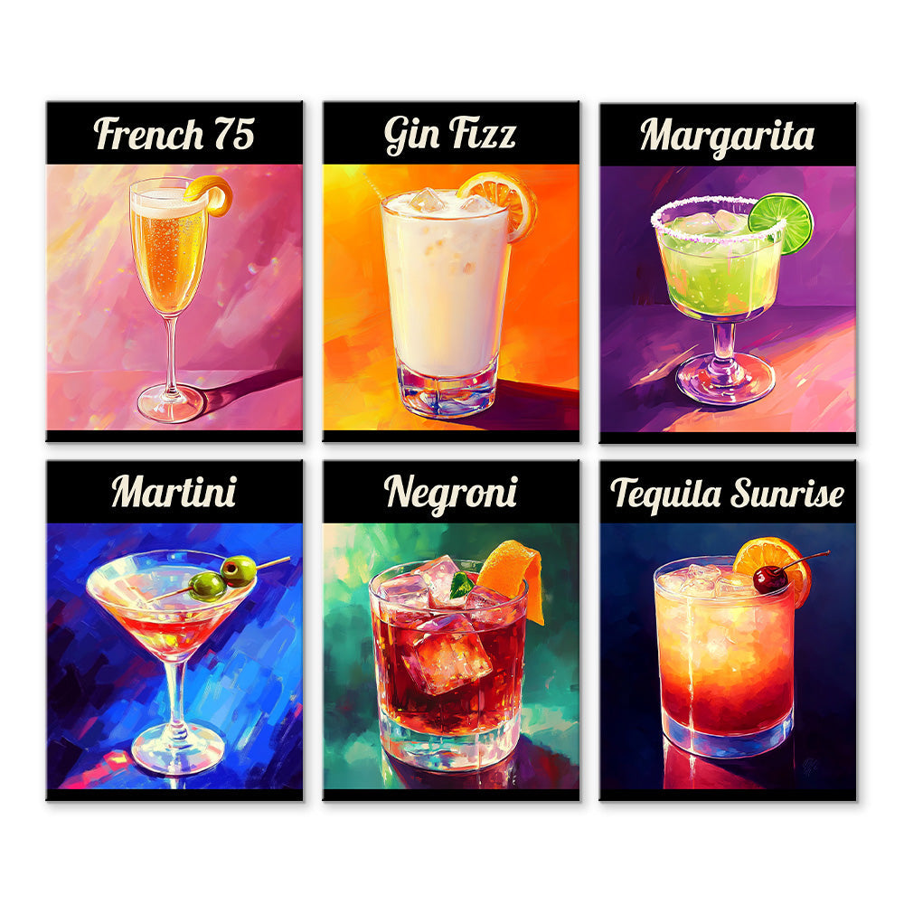 Classic Cocktail 6 Pieces Mini Paint by Numbers