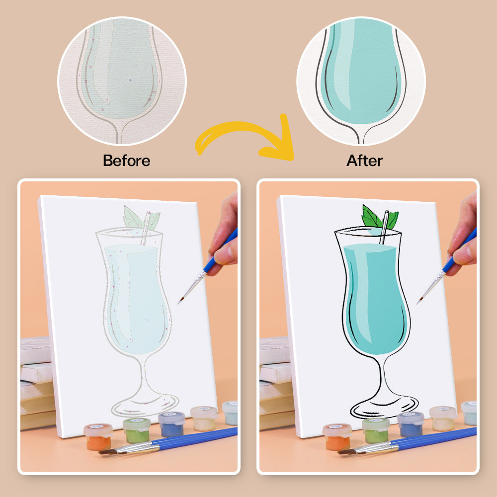 Cocktails of Different Flavors 6 Pieces Mini Paint by Numbers