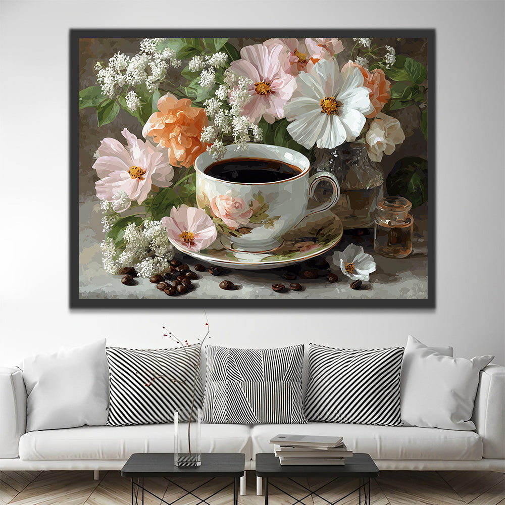 Coffee and Flowers Paint by Numbers