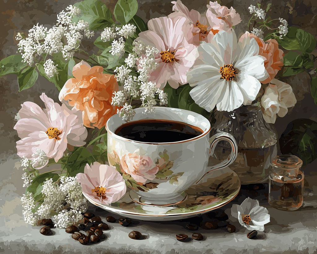 Coffee and Flowers Paint by Numbers