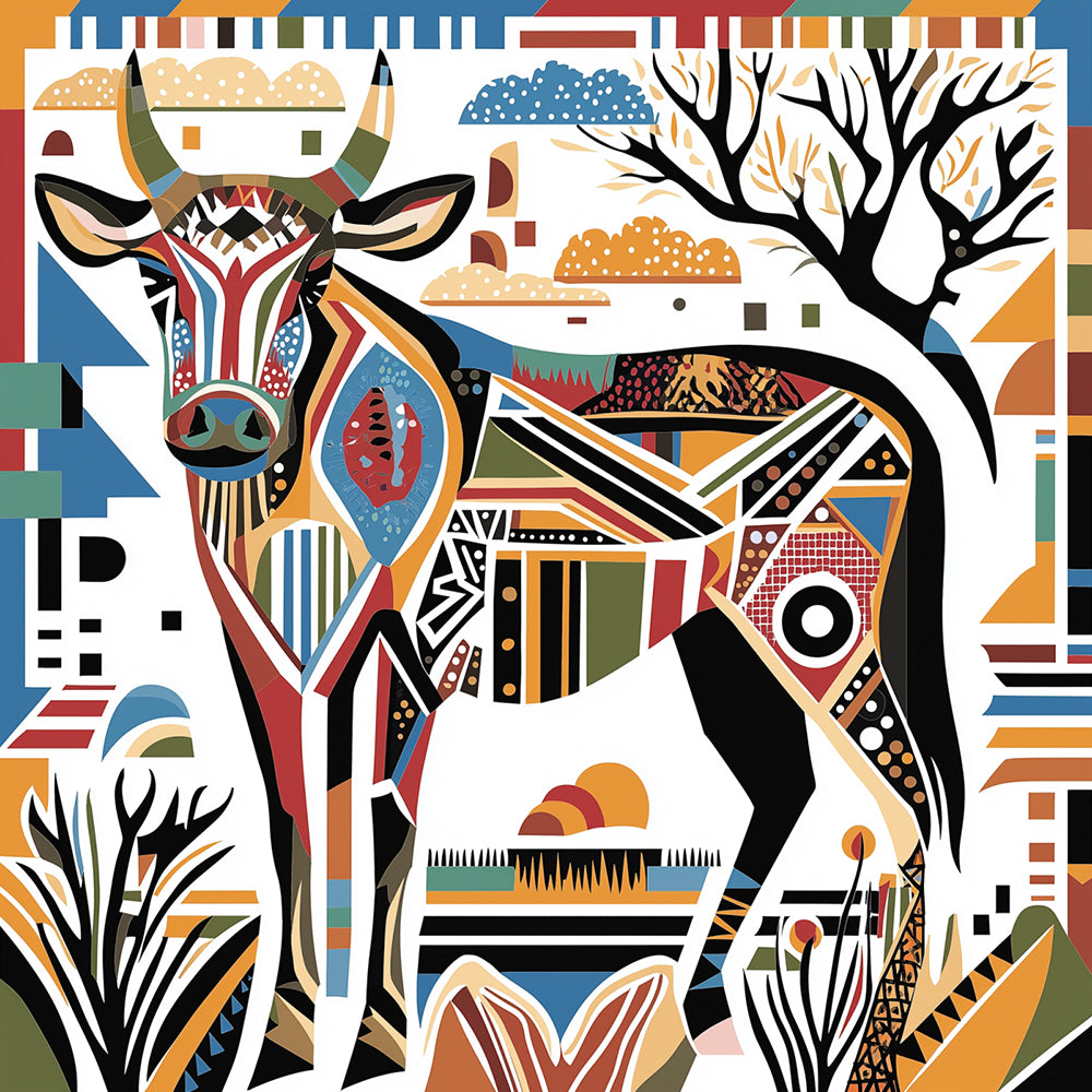 Color Totem Cow Paint by Numbers