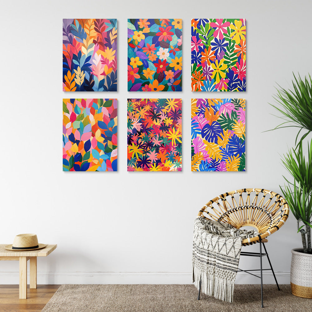 Colorful Autumn Leaves and Flowers 6 Pieces Mini Paint by Numbers