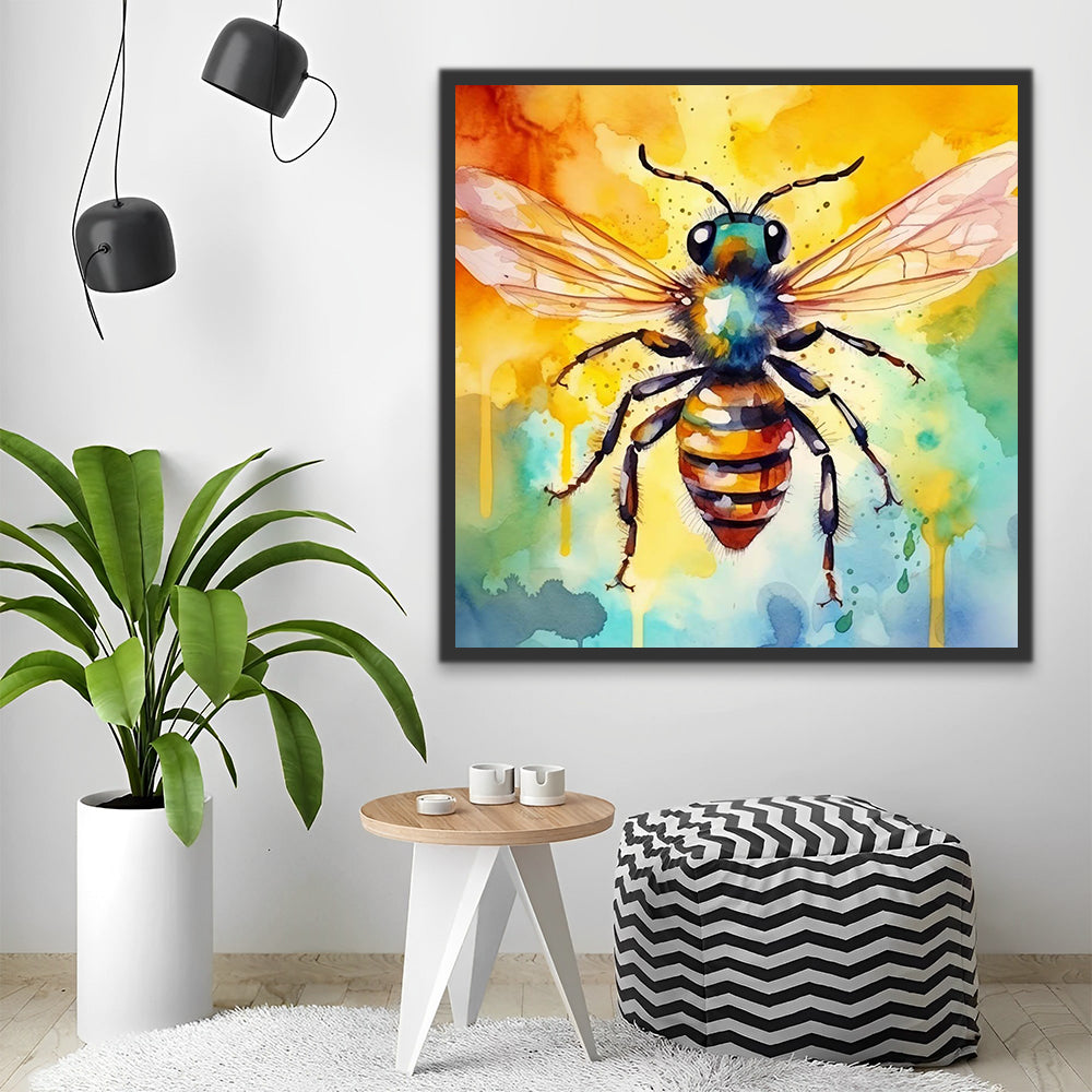 Colorful Bee in Watercolor Style Paint by Numbers