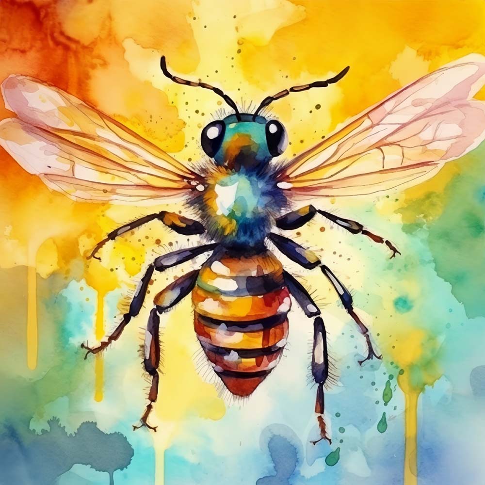 Colorful Bee in Watercolor Style Paint by Numbers