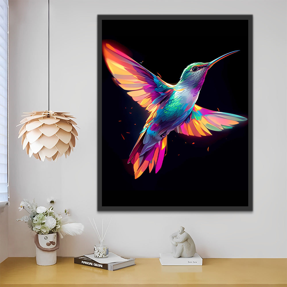 Colorful Bird Flying in the Darkness Paint by Numbers