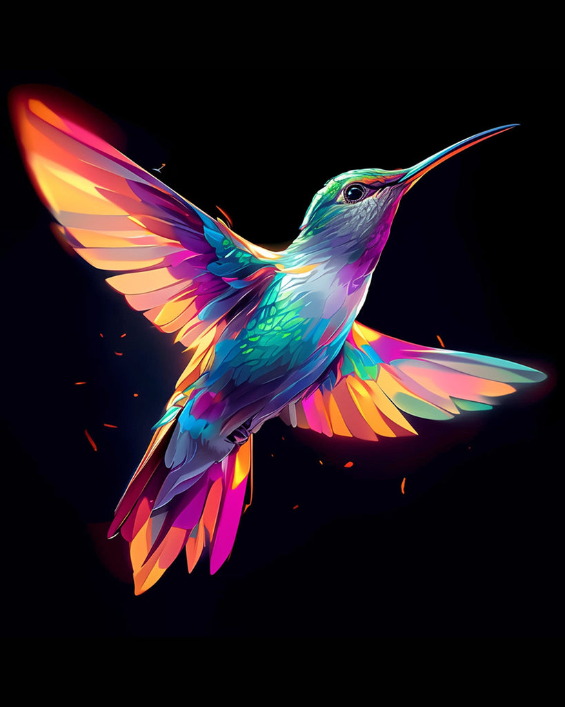 Colorful Bird Flying in the Darkness Paint by Numbers