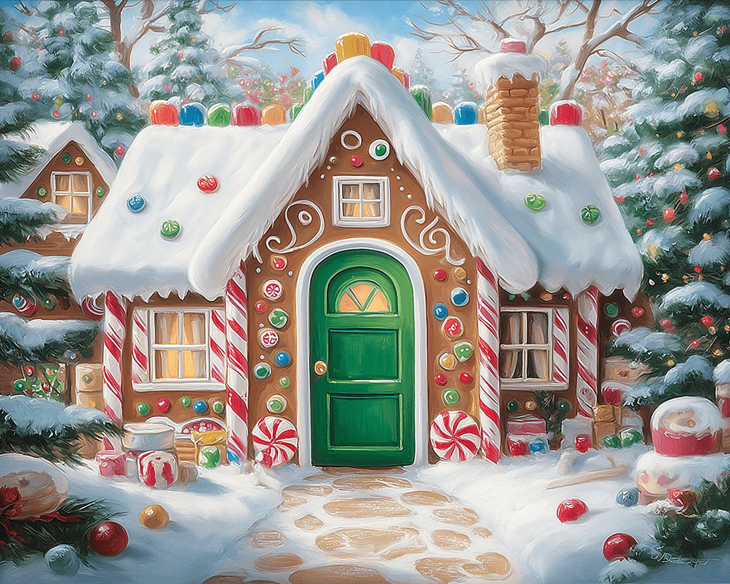 Colorful Candy House and Christmas Trees Paint by Numbers