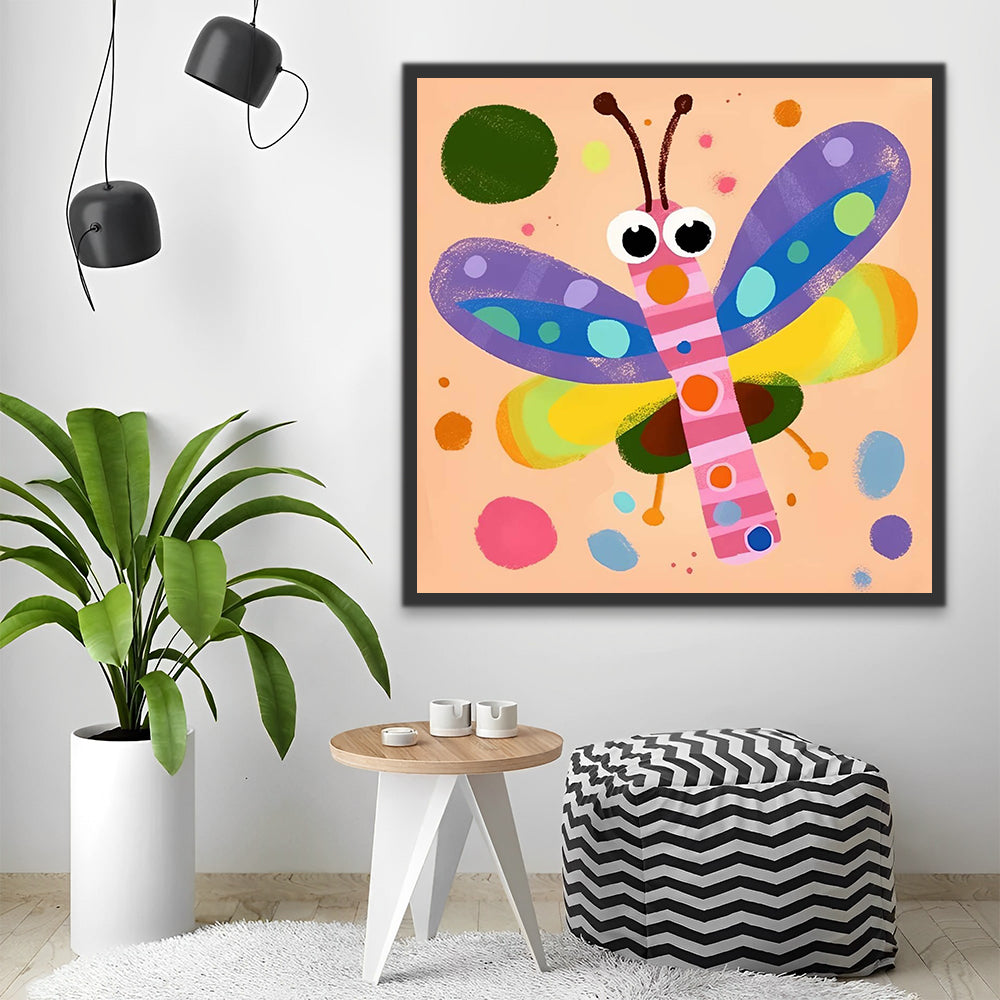 Colorful Cartoon Dragonfly Paint by Numbers for Kids