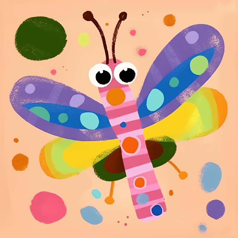 Colorful Cartoon Dragonfly Paint by Numbers for Kids