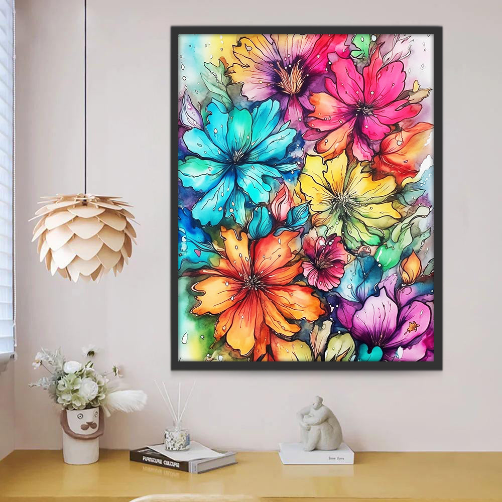 Colorful Cartoon Flowers Paint by Numbers