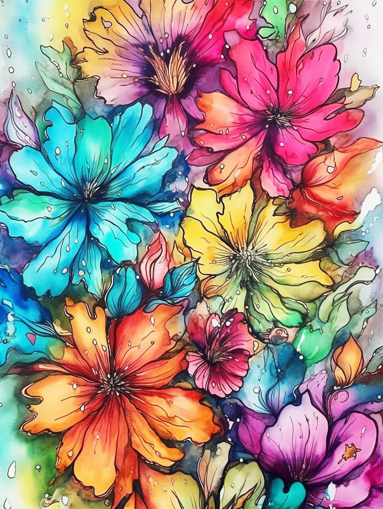 Colorful Cartoon Flowers Paint by Numbers