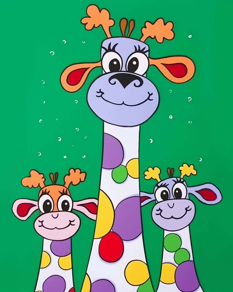 Colorful Cartoon Giraffes Paint by Numbers for Kids