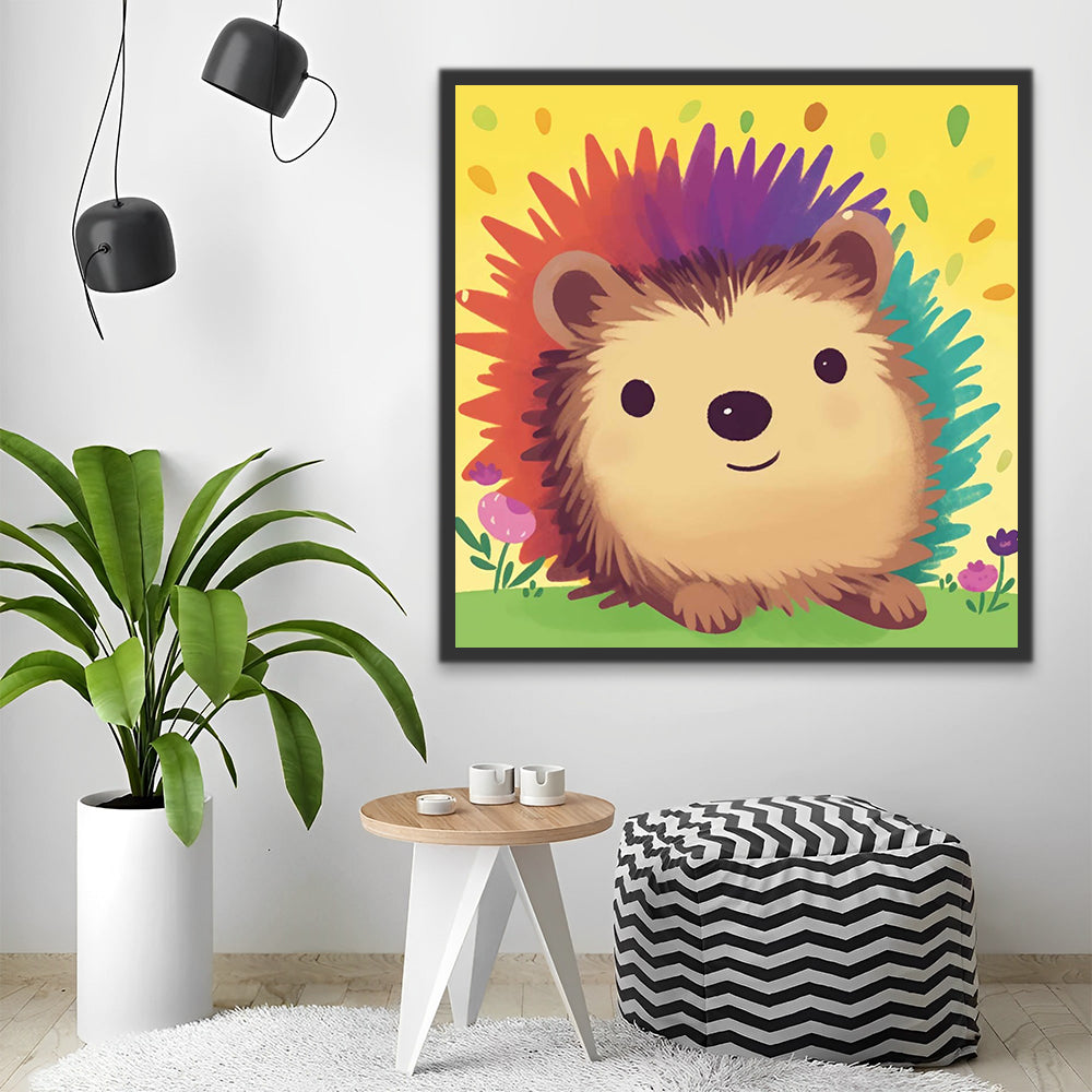 Colorful Cartoon Hedgehog Paint by Numbers for Kids