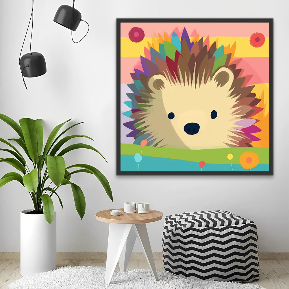 Colorful Cartoon Hedgehog Paint by Numbers for Kids