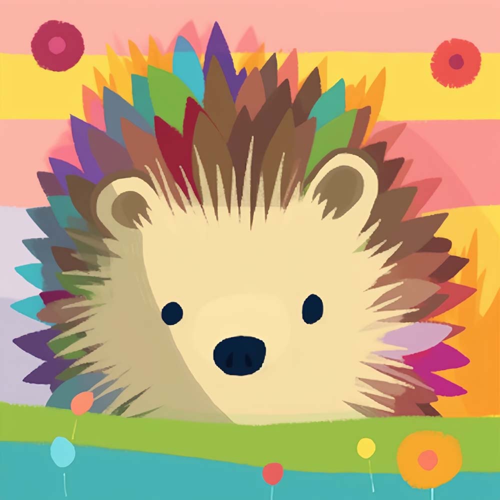 Colorful Cartoon Hedgehog Paint by Numbers for Kids