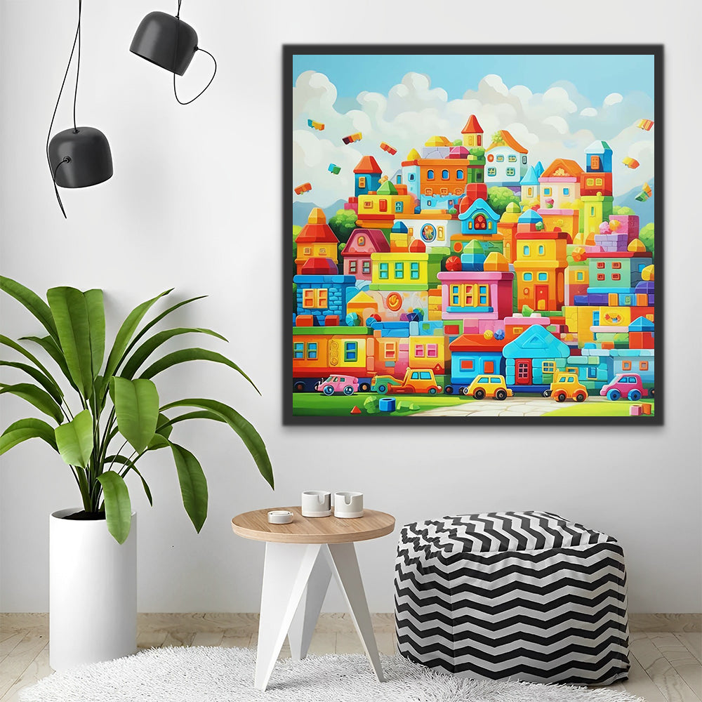 Colorful Cartoon Houses Paint by Numbers for Kids