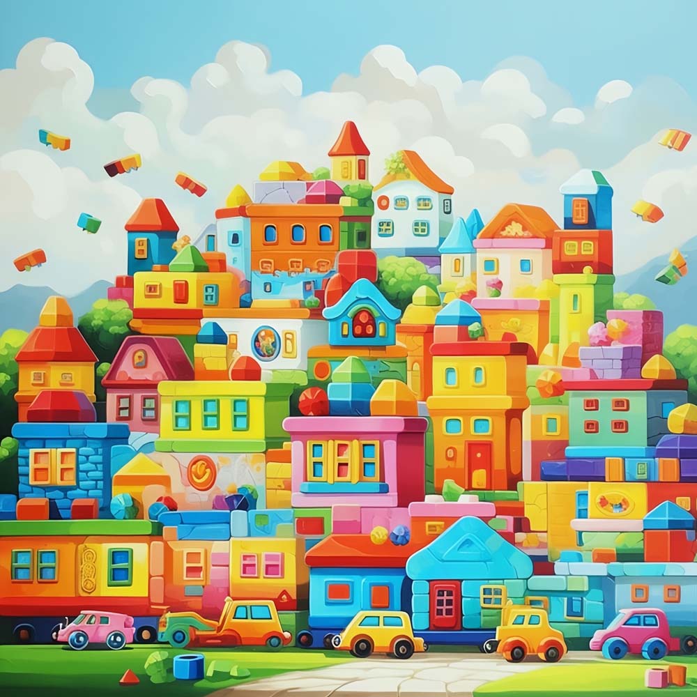 Colorful Cartoon Houses Paint by Numbers for Kids