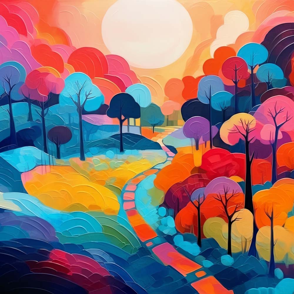 Colorful Cartoon Trees Paint by Numbers