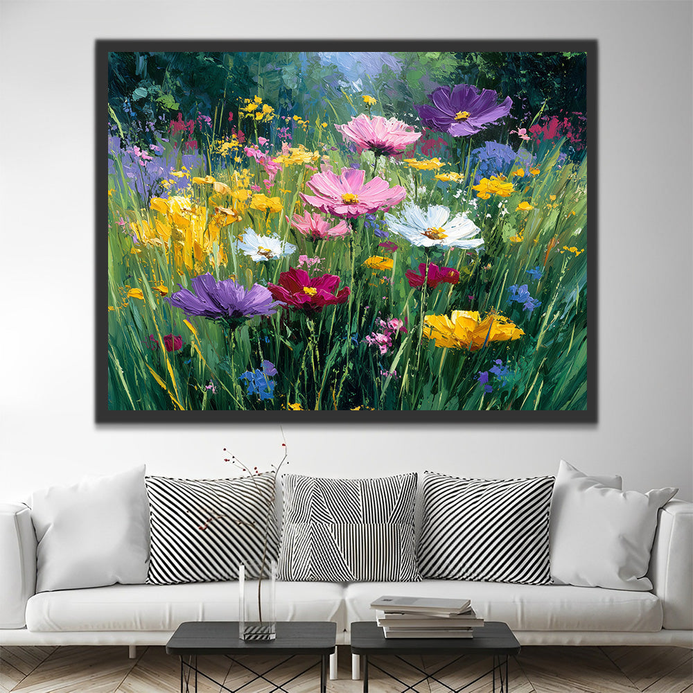 Colorful Chrysanthemums among Wild Grass Paint by Numbers
