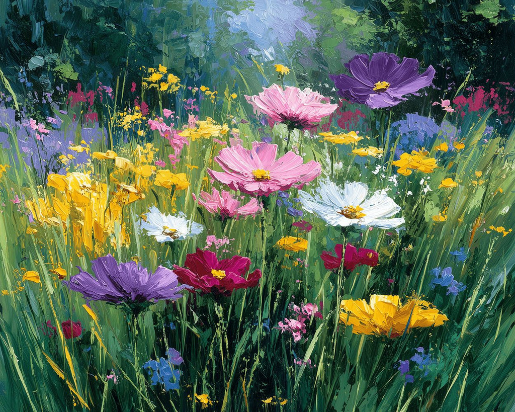 Colorful Chrysanthemums among Wild Grass Paint by Numbers