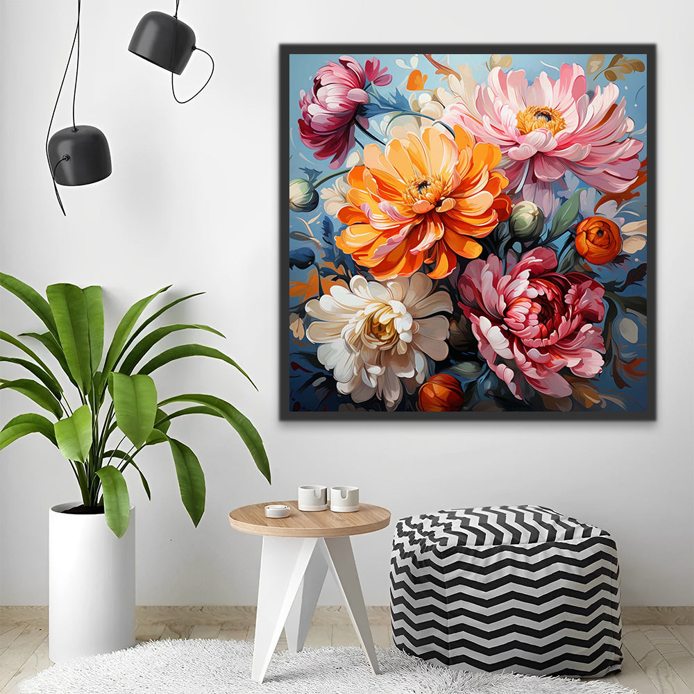 Colorful Chrysanthemums Paint by Numbers