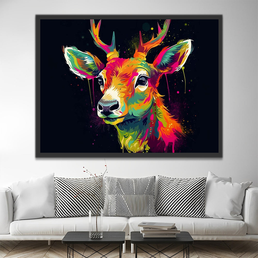 Colorful Deer Head Paint by Numbers