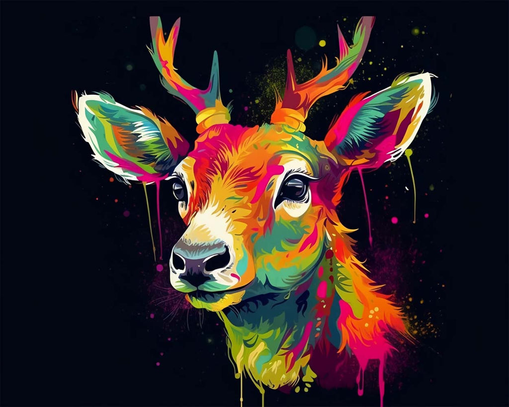 Colorful Deer Head Paint by Numbers