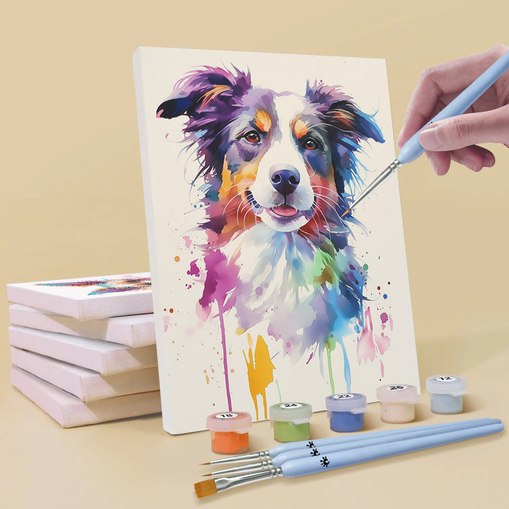 Colorful Dogs of Different Breeds 6 Pieces Mini Paint by Numbers