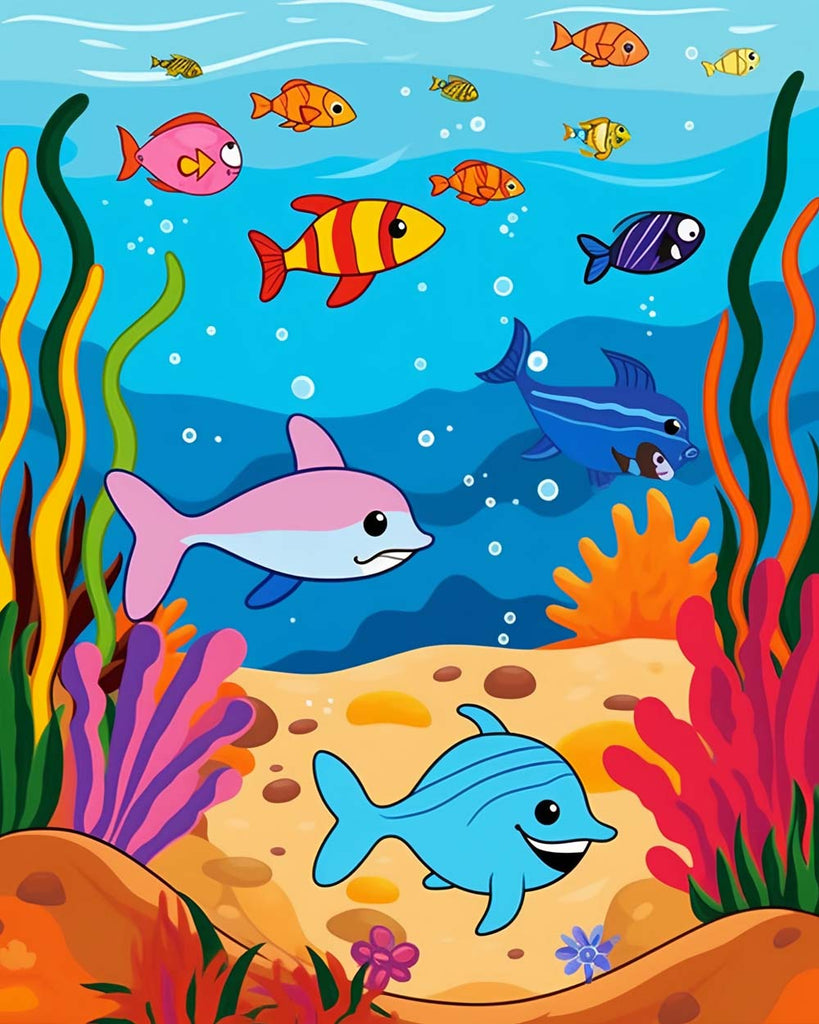 Colorful Fish in the Sea Paint by Numbers for Kids