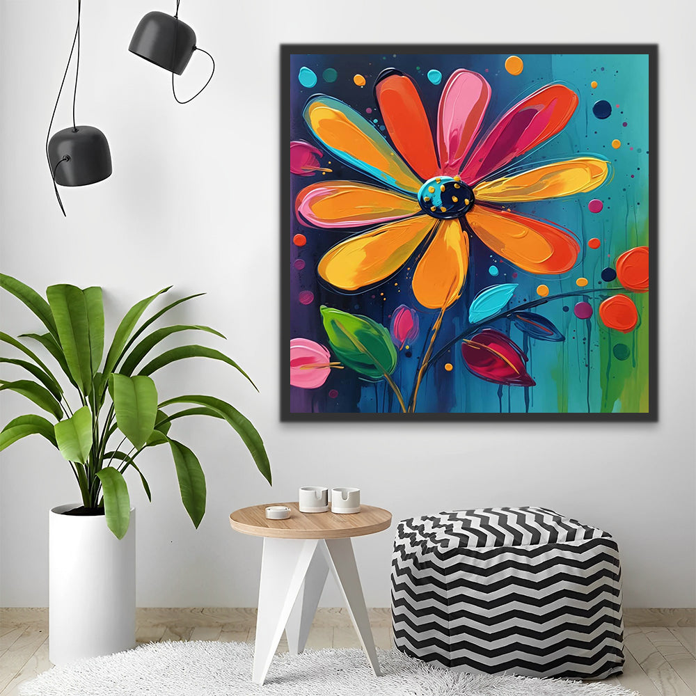 Colorful Flower in Oil Painting Style Paint by Numbers for Kids