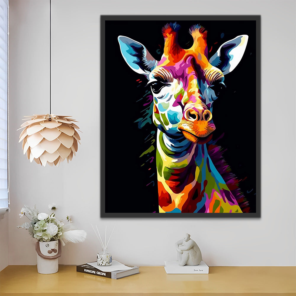 Colorful Giraffe in the Dark Paint by Numbers