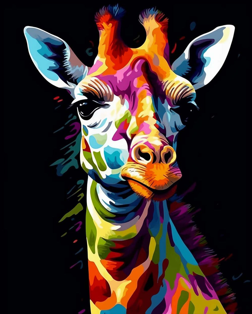 Colorful Giraffe in the Dark Paint by Numbers