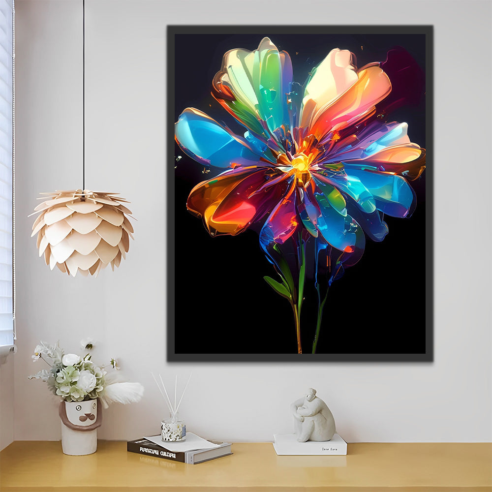 Colorful Glowing Chrysanthemum Flower Paint by Numbers