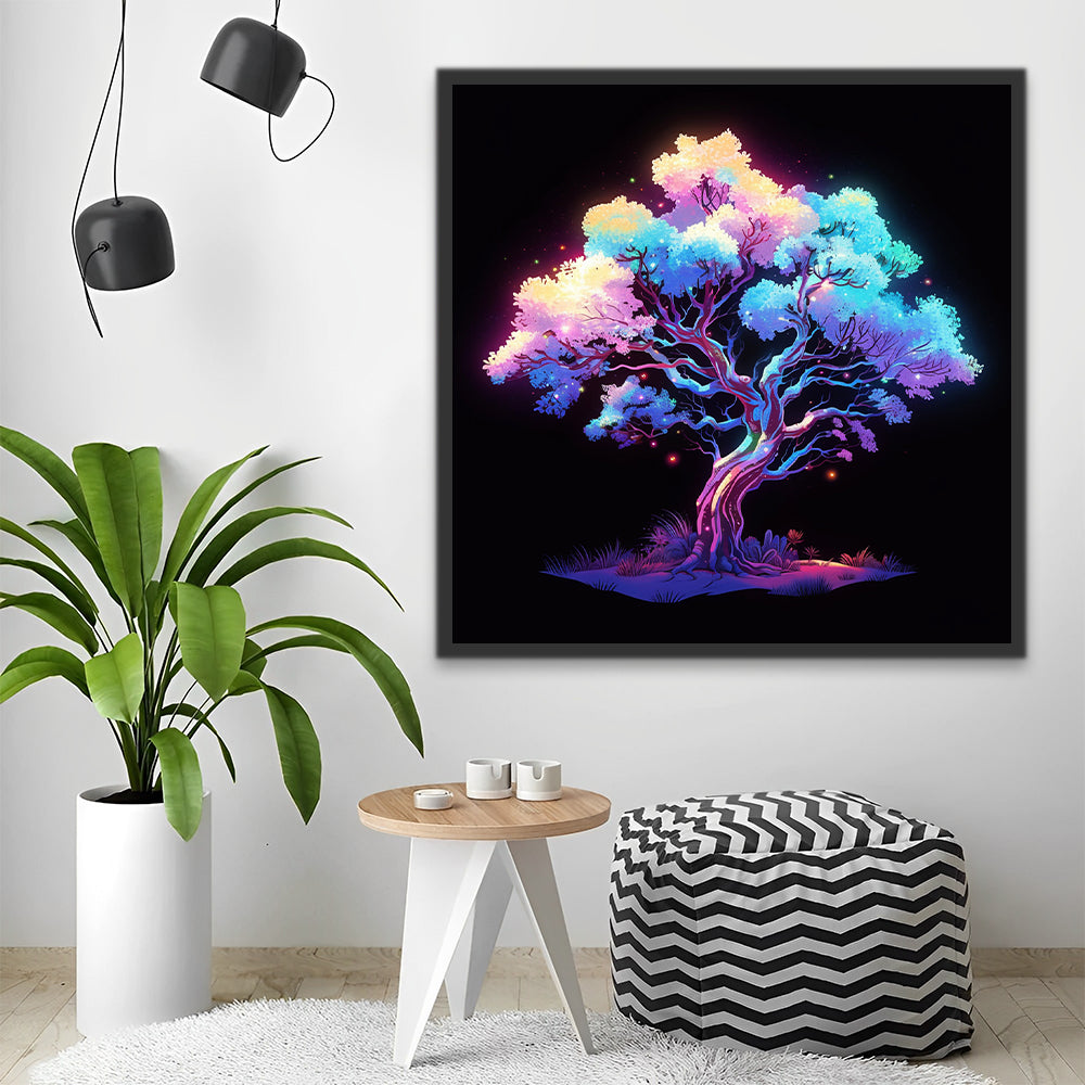 Colorful Glowing Tree Paint by Numbers