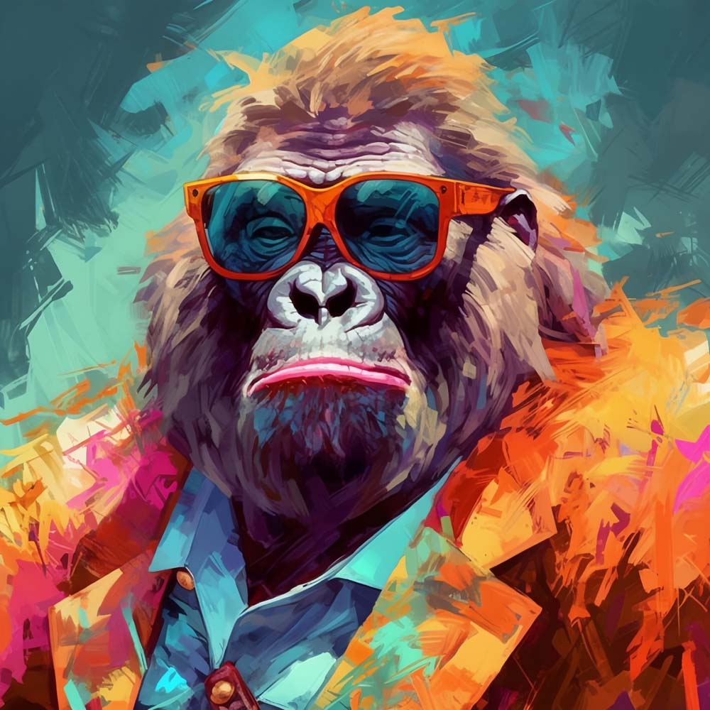 Colorful Gorilla in Pop Art Style Paint by Numbers