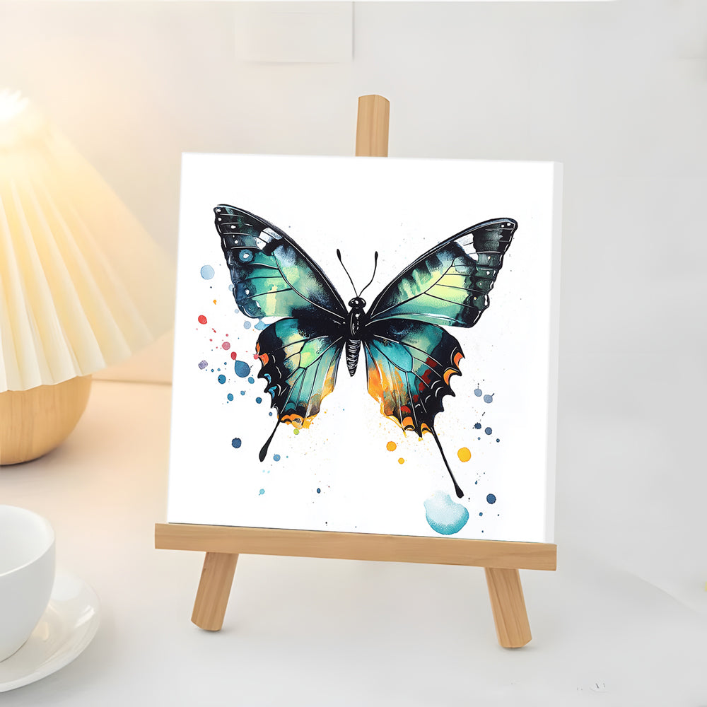 Colorful Green Butterfly Mini Paint by Numbers