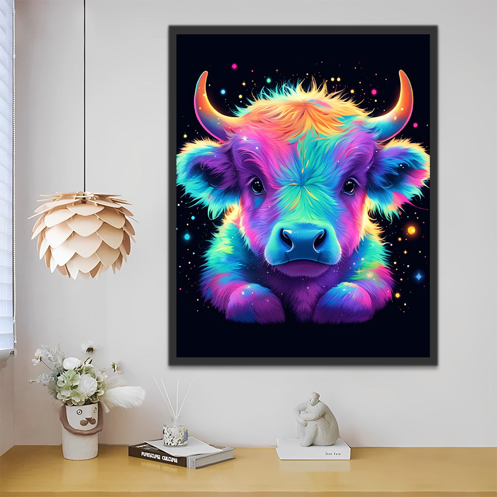 Colorful Highland Cow Paint by Numbers