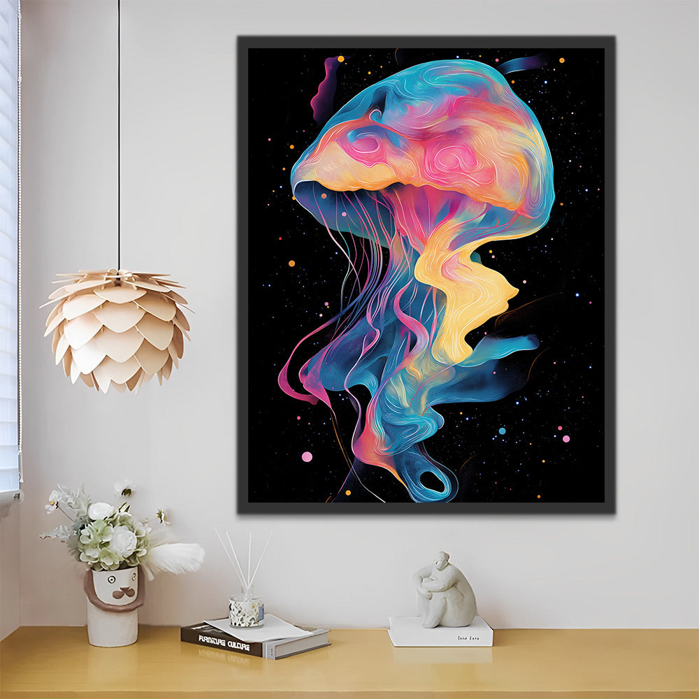 Colorful Jellyfish in the Dark Paint by Numbers